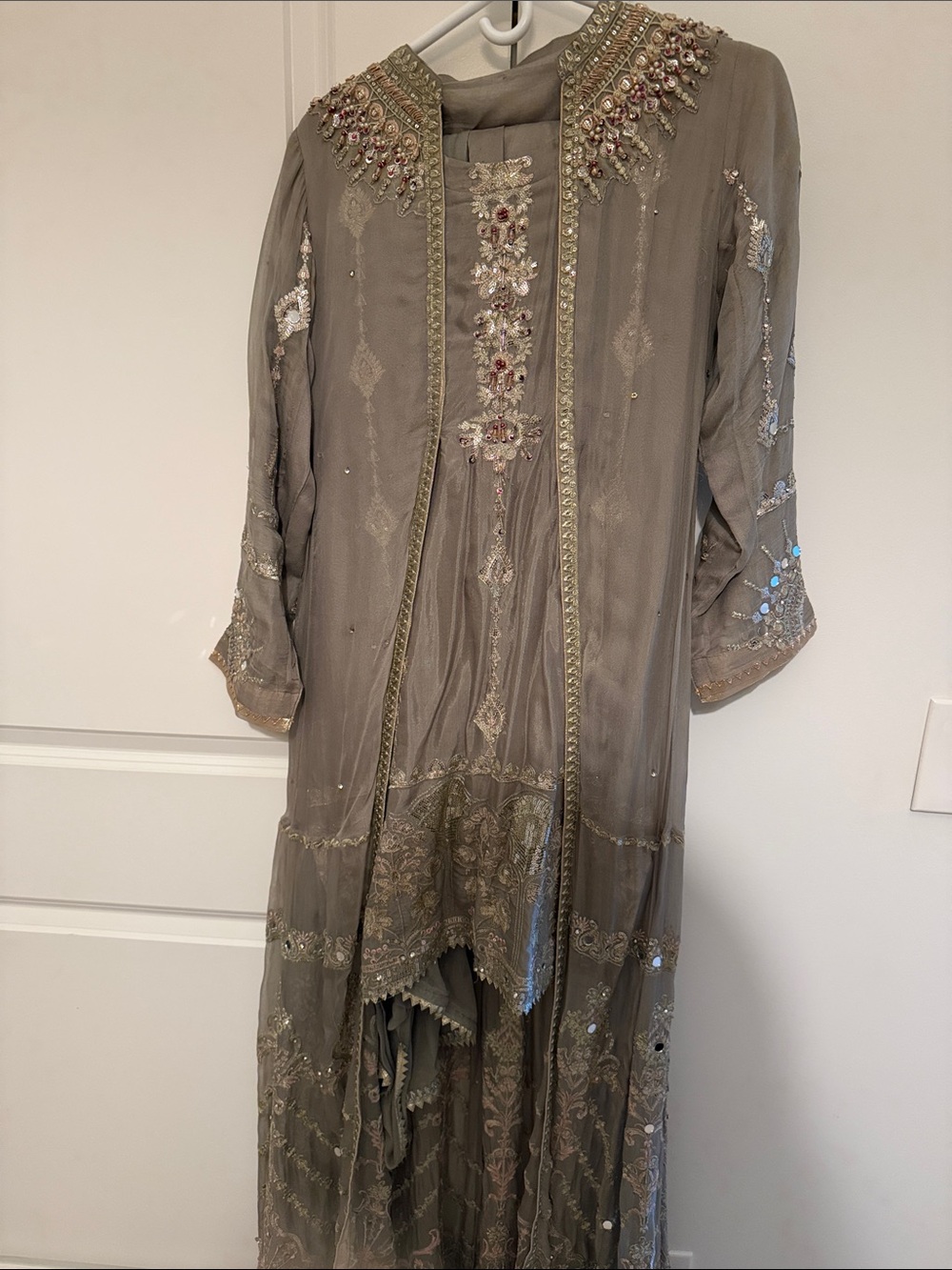 Embellished Grey Beaded Long Tunic